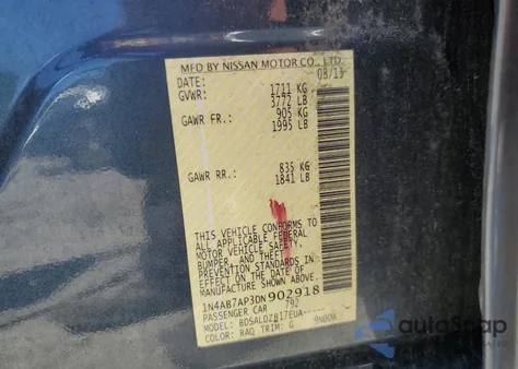 2013 Nissan Sentra S z USA, uszkodzony, nr VIN 1N4AB7AP3DN902918